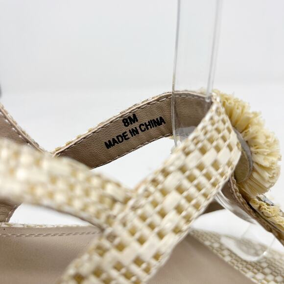 [Charter Club] Tan Cream Zooey Woven Raffia T-Strap Floral Slingback Sandals 8 - Picture 12 of 12